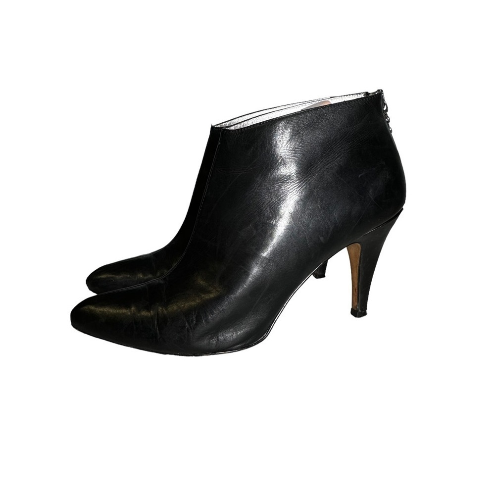 Daniblack Zip Back Leather Ankle Boots Size 9.5 Black